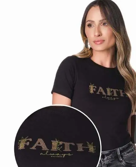 678/028 Blusa basica frase FAITH
