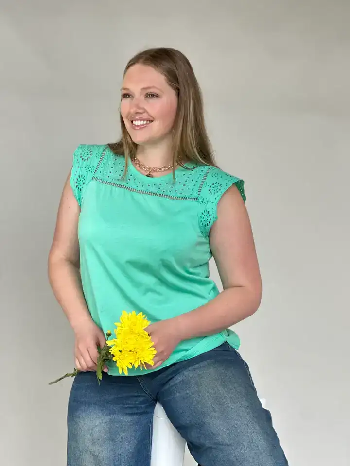 Blusa En algodón y detalles en broderi