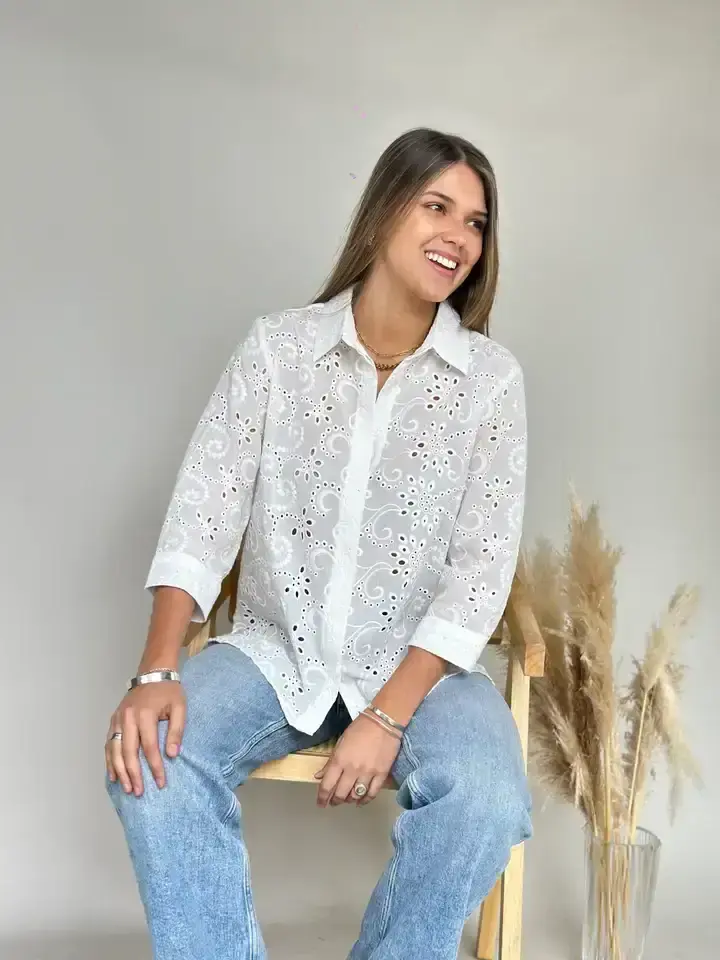 Camisa Broderie Total