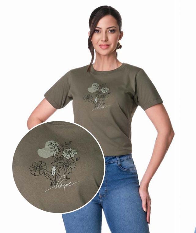 675/028 Blusa básica estampa Flores