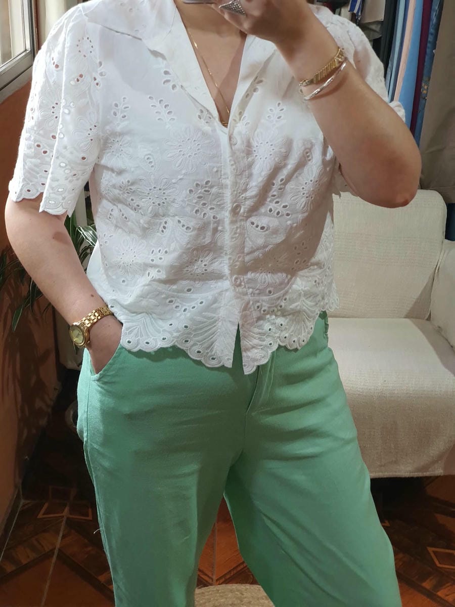 Camisa en broderie Croped