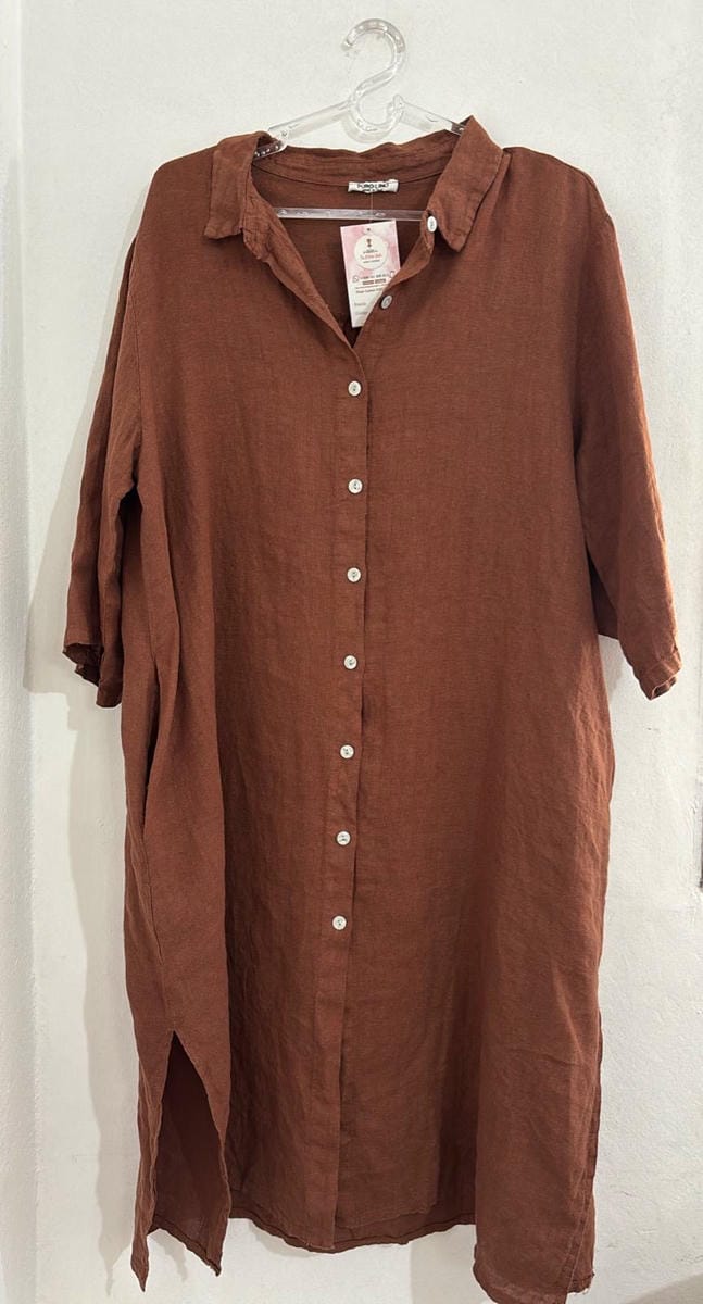 654/00159 VESTIDO CAMISERO LINO