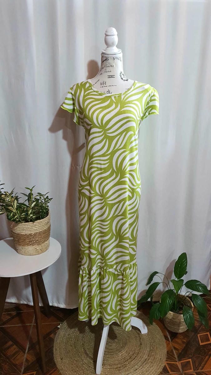 Vestido floreado en verde lima
