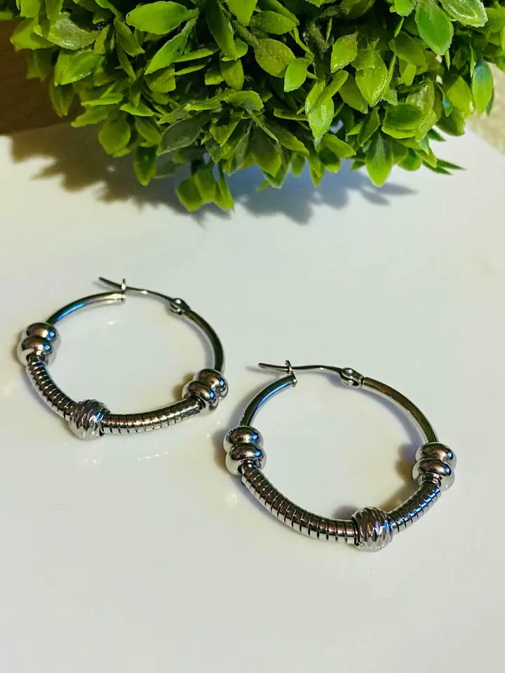 Aros perlitas plateado 3cm