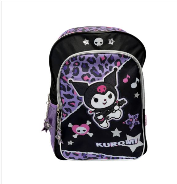 Mochila Escolar Kuromi 16 Animal Print Rockera Violeta