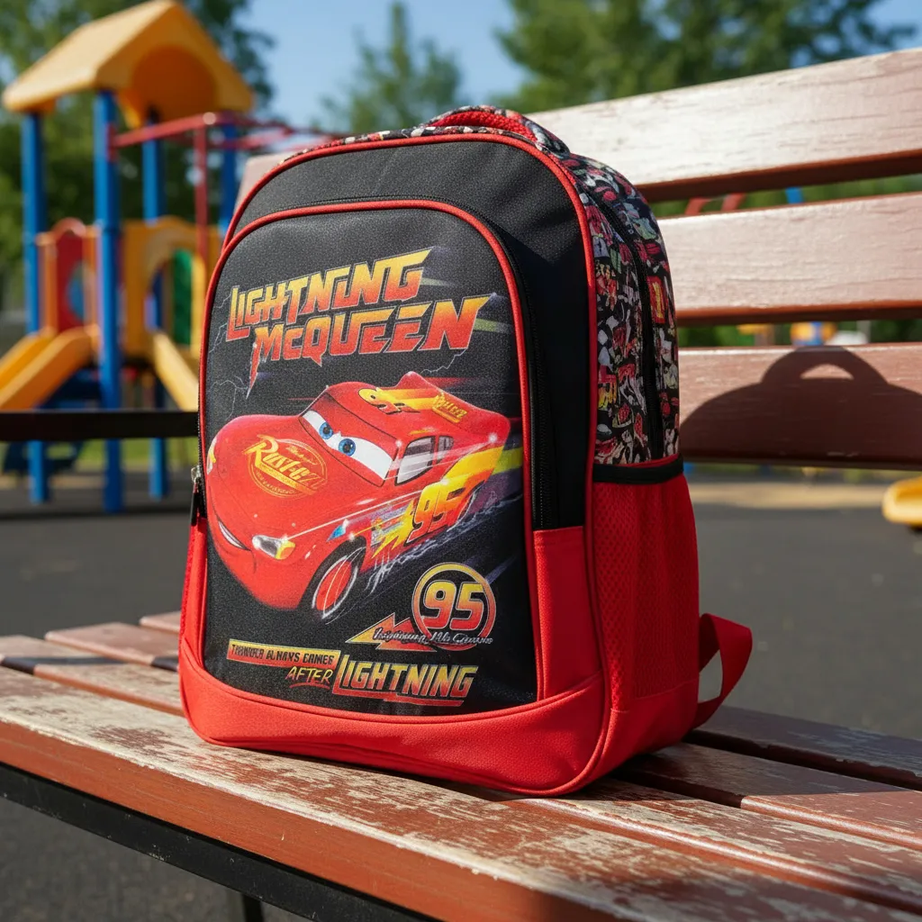 Mochila Infantil Cars Jacquard Grande 40 X 30 Cm Rojo Con Negro Cars