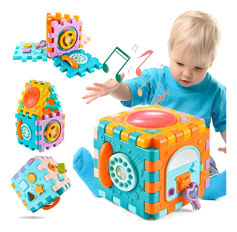 Cubo Didáctico Musical Huanger Para Bebés De 18 A 24 Meses Multicolor