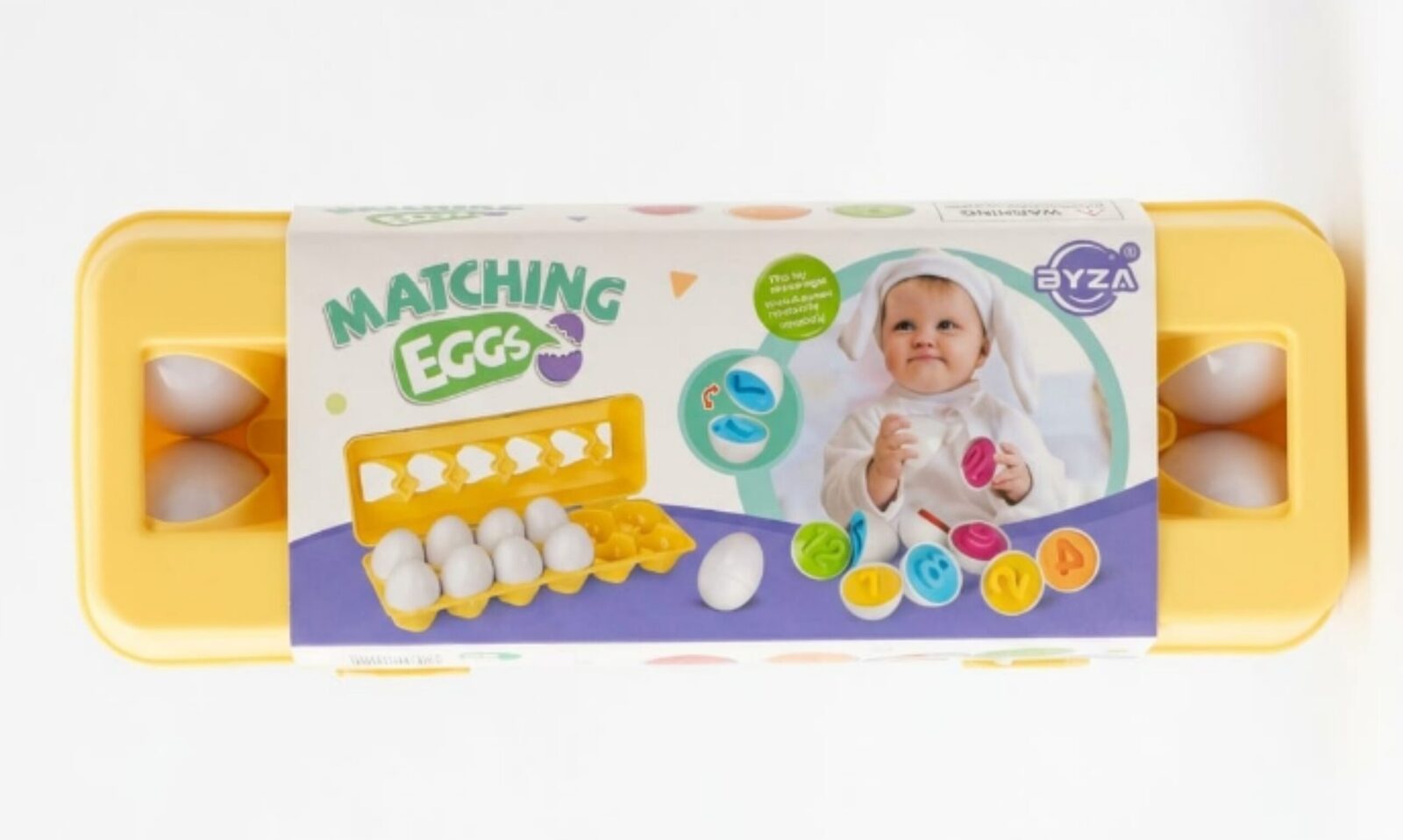 Set De Encastre Infantil Huevera 12 Huevos Didáctico Números Multicolor