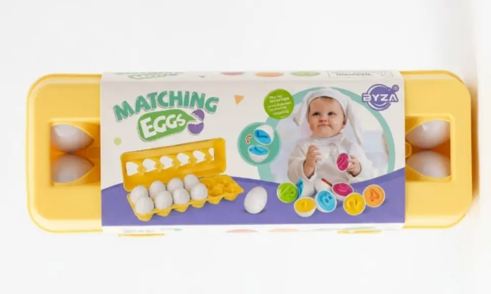 Set De Encastre Infantil Huevera 12 Huevos Didáctico Números Multicolor