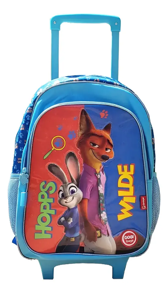 Mochila Escolar Zootopia Disney Infantil Con Ruedas Azul
