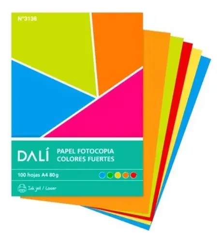 Papel Fotocopia Dali Mate 80g A4 Colores Fuertes 100 Hojas