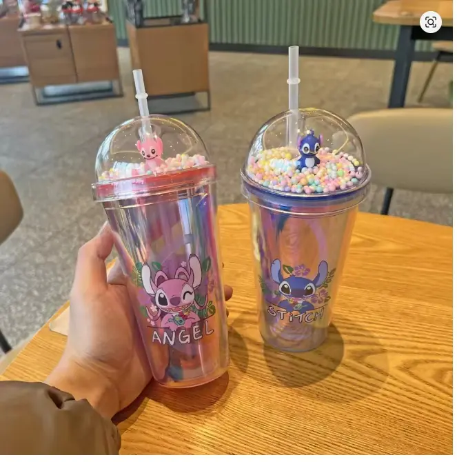 Vaso de STITCH Con Pajita Sorbete Grande 450ml