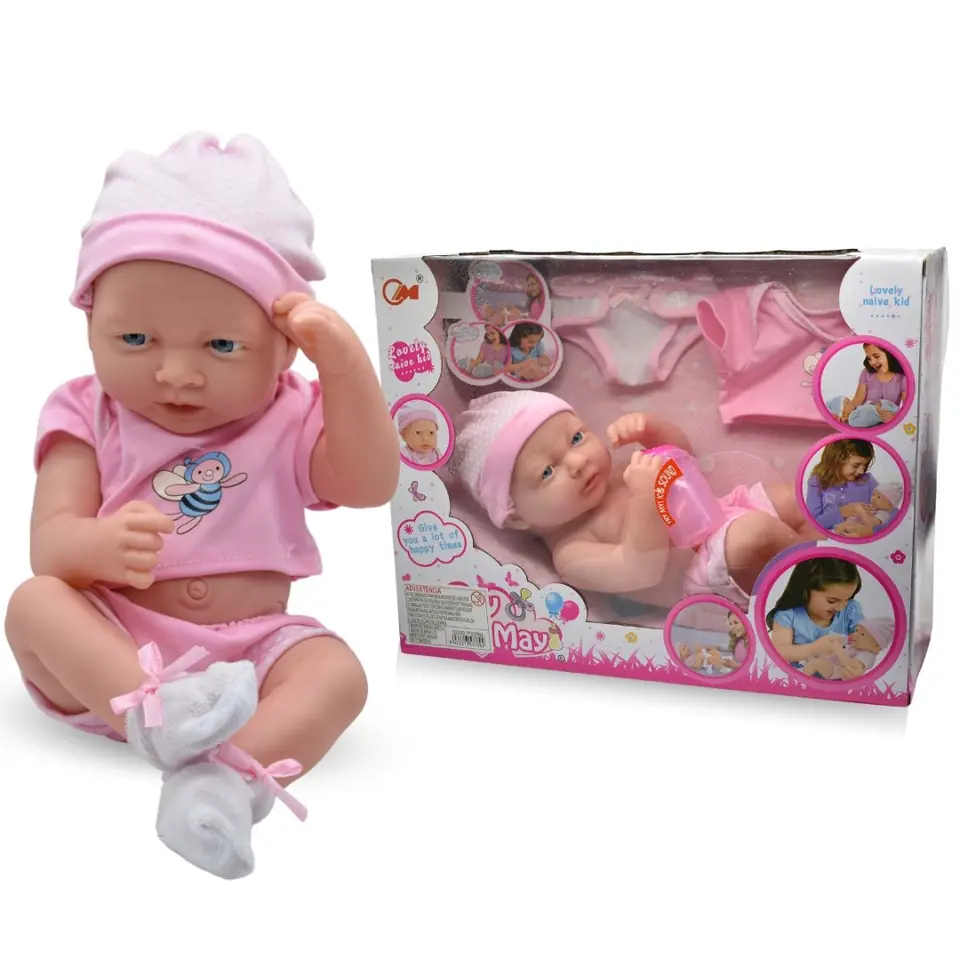 Bebé recién nacido con sonido y accesorios 35cm rosa