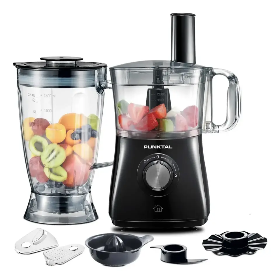 Multiprocesadora Punktal 8 En 1 Con Vaso Licuador De 1.8l Color Negro