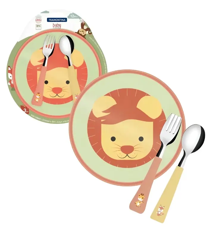 Juego de platos con tenedor y cuchara Tramontina Baby Friends
