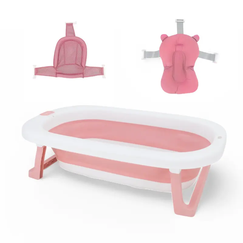 BAÑERA PLEGABLE CON ALMOHADON Y REDUCTOR ROSA