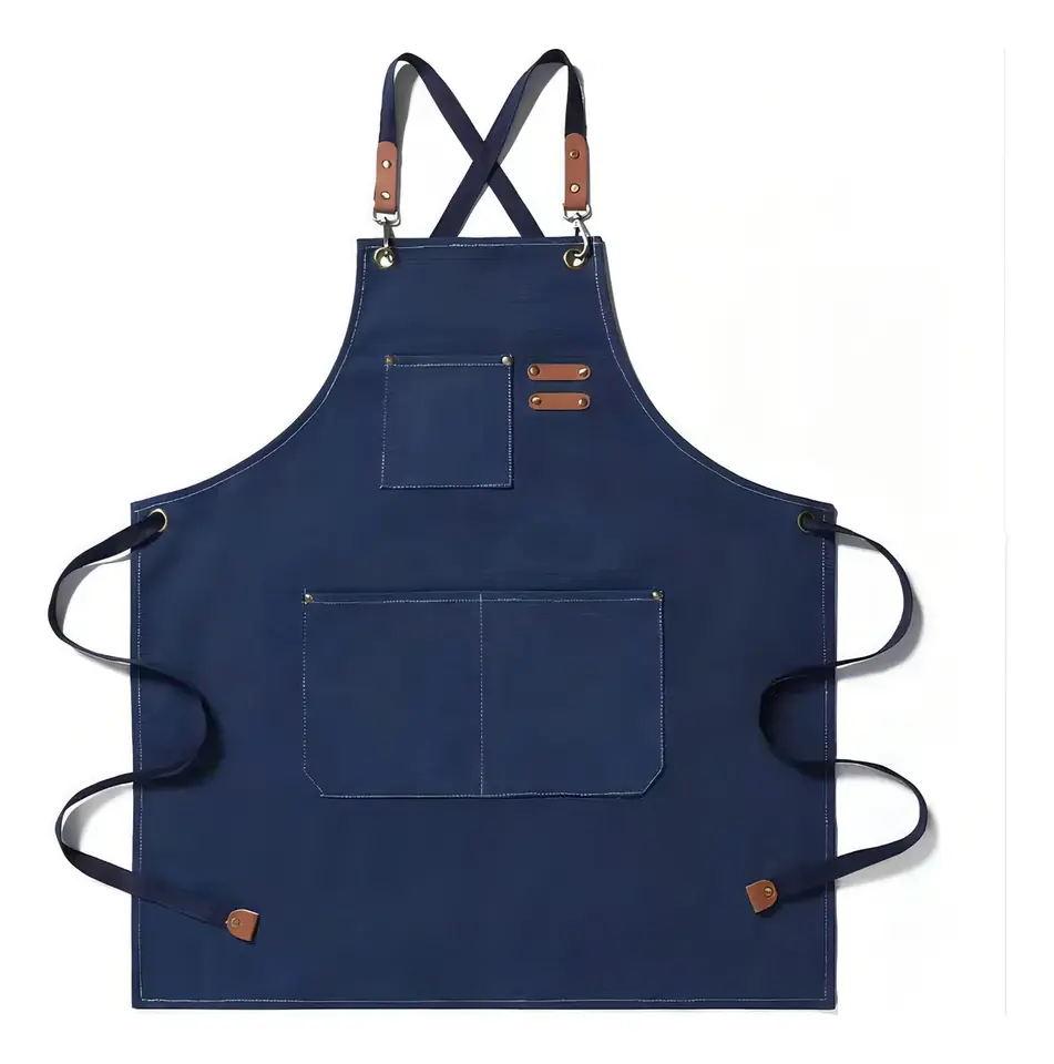 Delantal De Barista Resistente A Las Gotas De Agua, Delantal Color Azul/Negro