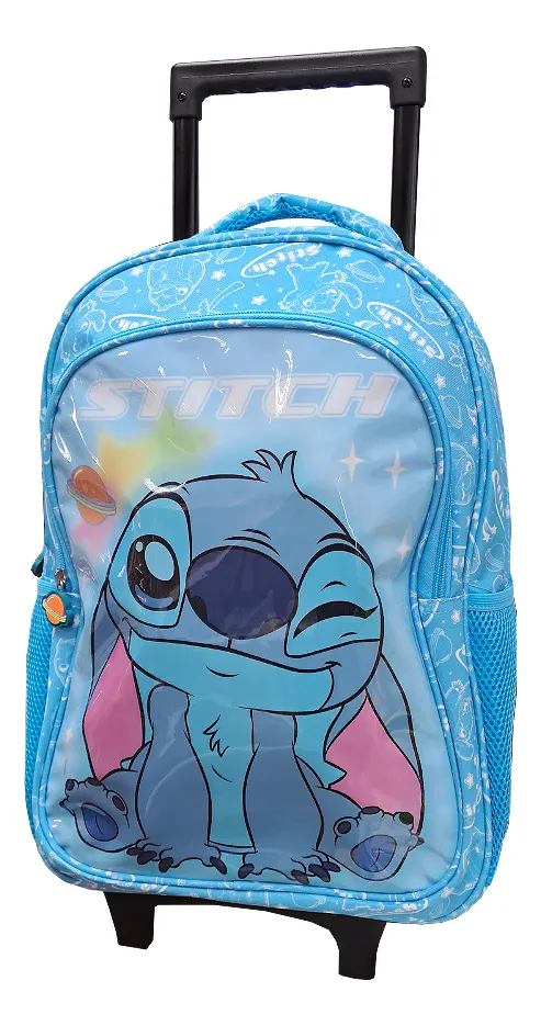 Mochila Stitch 40 Cm C/carro Jt006/7 Celeste Stitch
