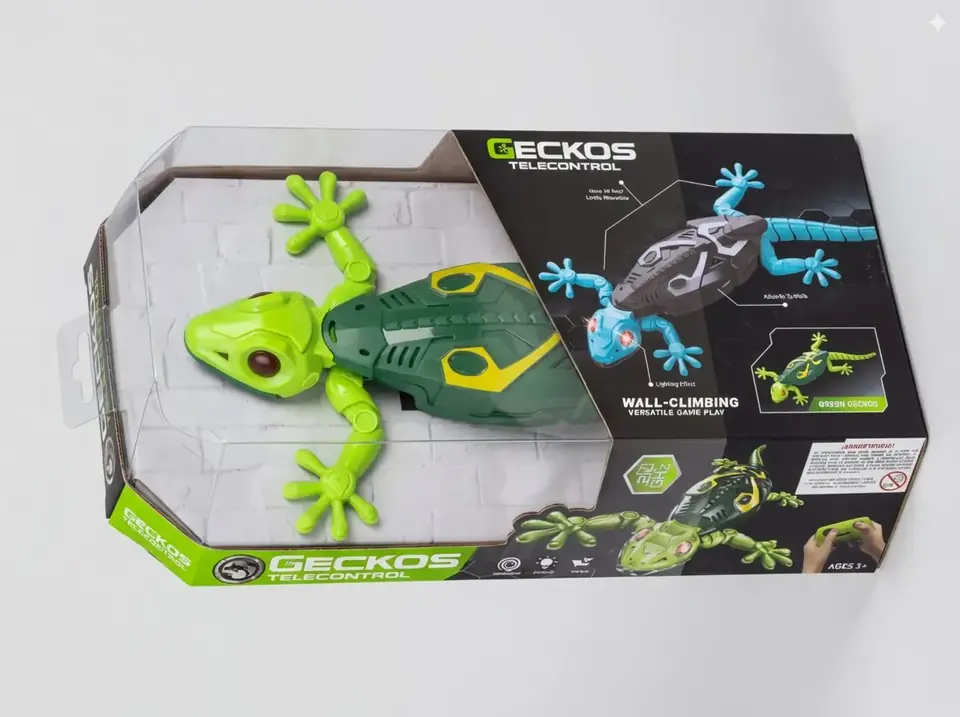 Juguete Gecko Reptil Control Remoto Para Niño, Trepa Paredes