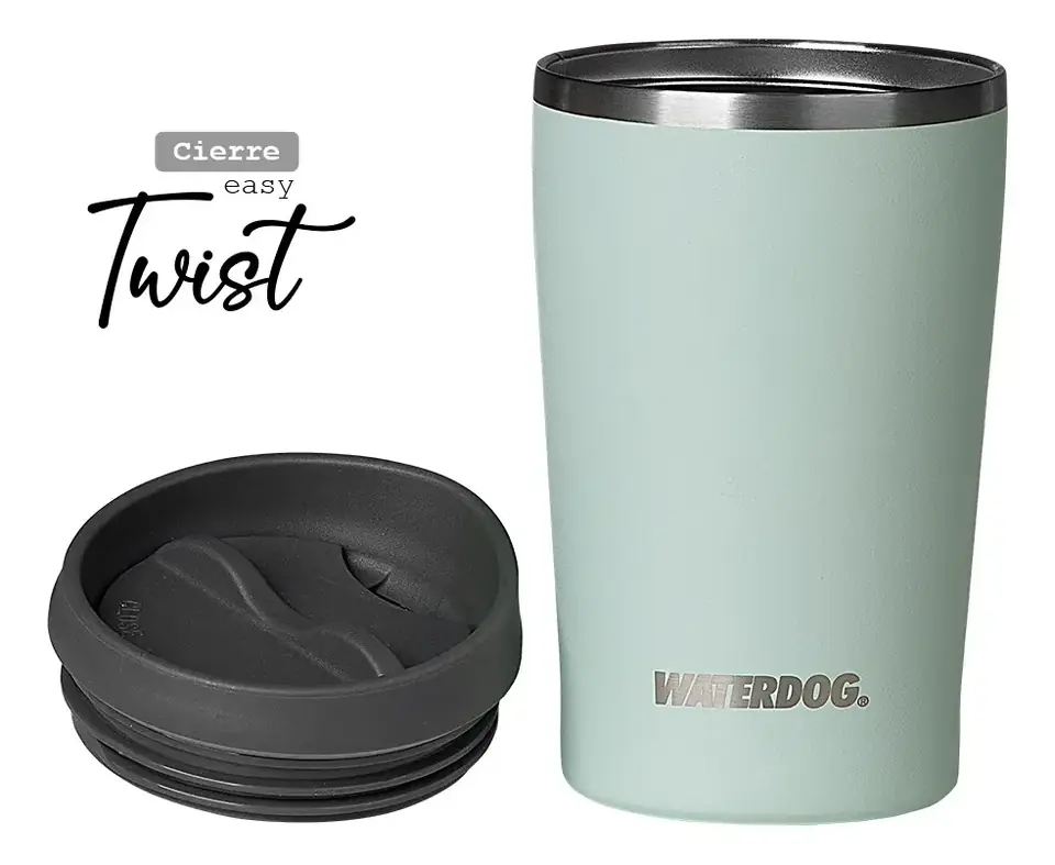 Vaso Térmico Waterdog American 380ml Acero Inox Tapa Color Verde Pastel