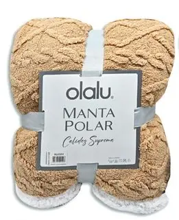 Frazada polar 2 plazas labrada color Marrón