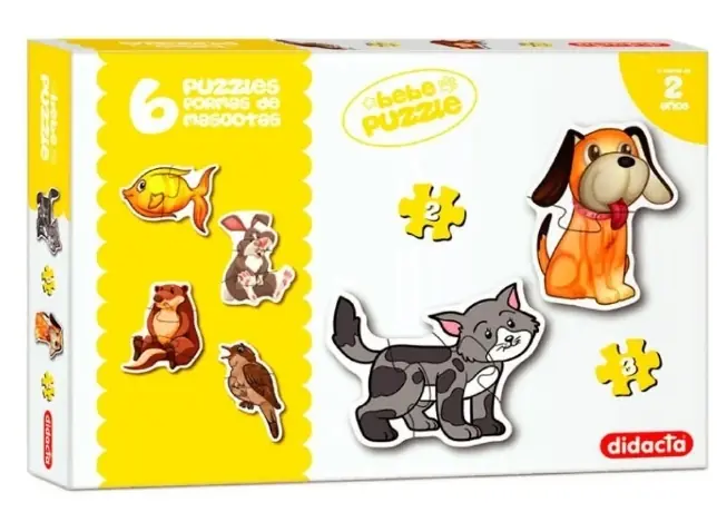 PUZZSLE BEBE 6 PUZZLES MASCOTAS