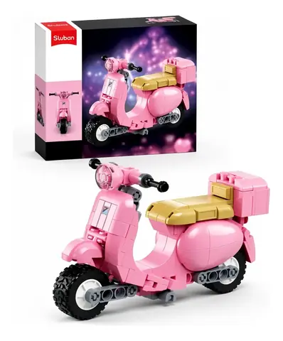 Bloques De Construcción Scooter Rosa Sluban 161 Piezas