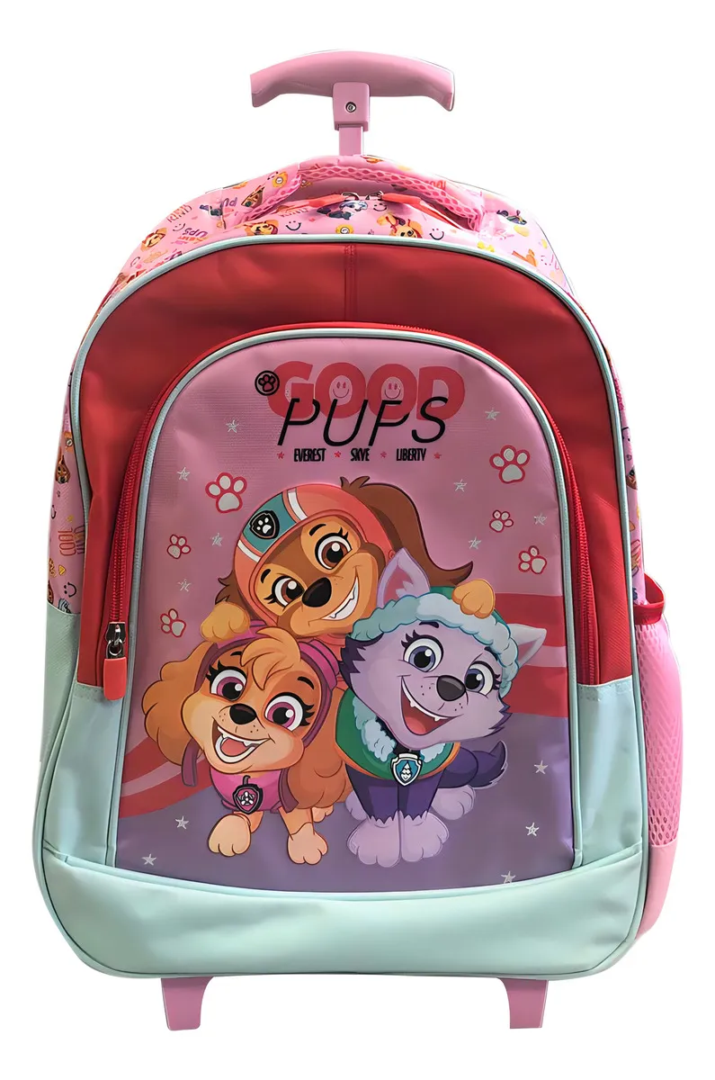 Mochila Escolar Paw Patrol Con Carroruedas Bolsillo Botella