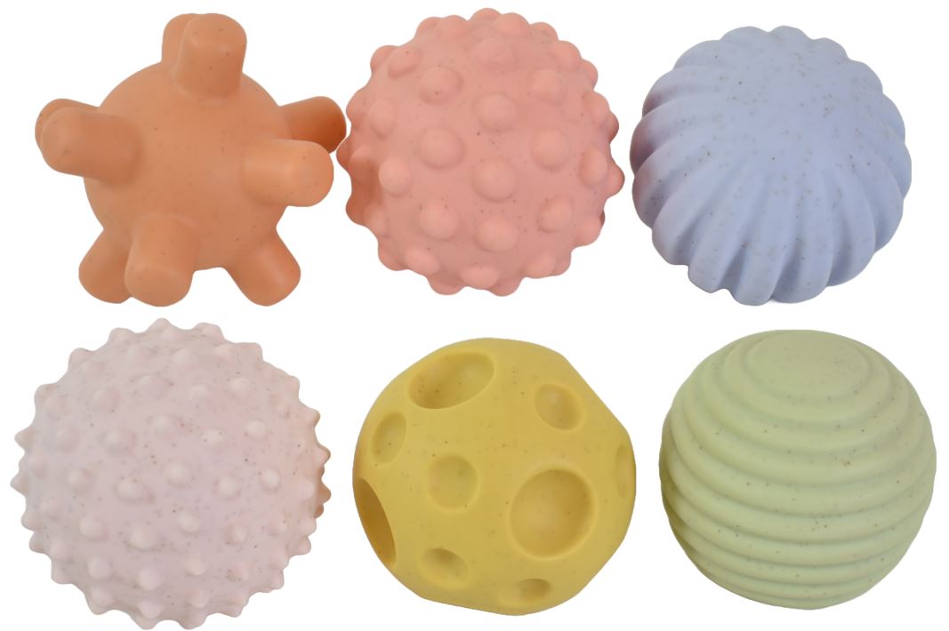 Pelotas infantiles sensoriales x6 unidades 6cm.