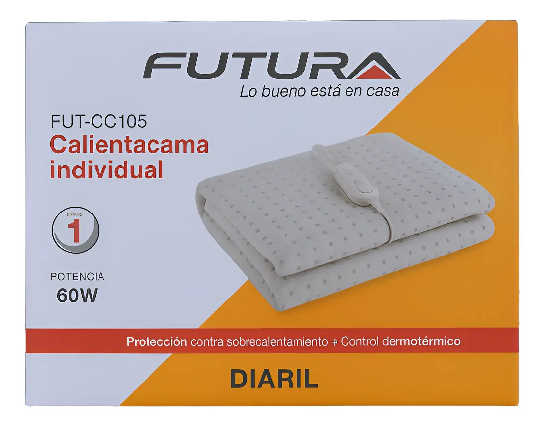 Calienta Cama 1 Plaza Futura Fut-cc105 Lavable Blanco