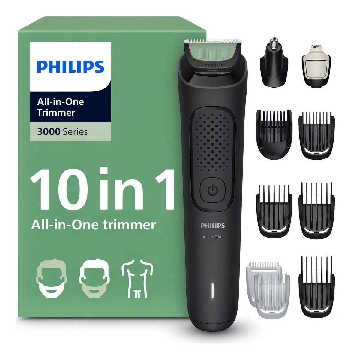 Philips Multigroom Serie 3000, Recortadora Todo En Uno Kit 10 En 1 Accesorios Lavables Recargable Mg3931/15