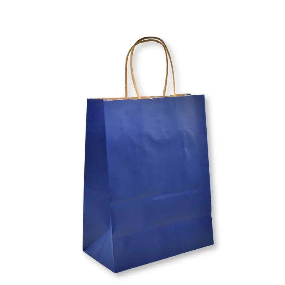 Bolsa de papel azul para regalos 25x33x12cm