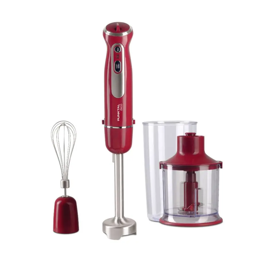 Mixer Punktal Pk-596 Ma Con Batidor Vaso Picadora 600w Rojo