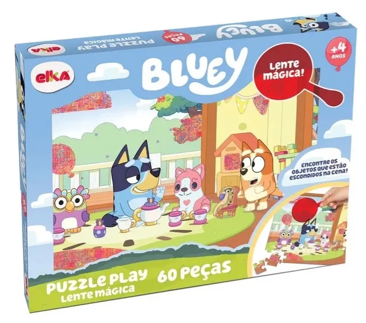 Puzzle Bluey 60 Piezas, Incluye Lente Mágica