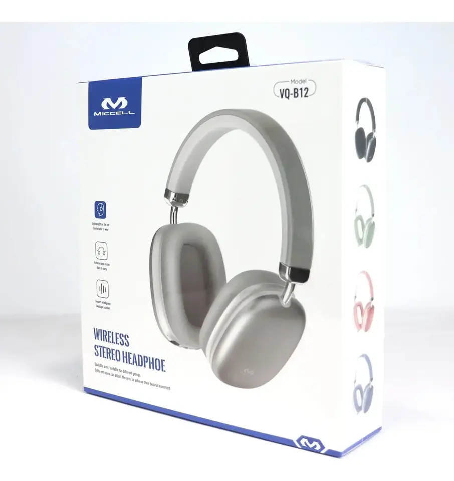 Auriculares Inalámbricos Bluetooth Sd Fm Miccell B-12 Ins Plateado
