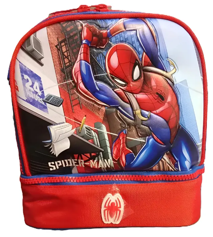 Lunchera Infantil Premium Spiderm Rojo + Botell + Tupper