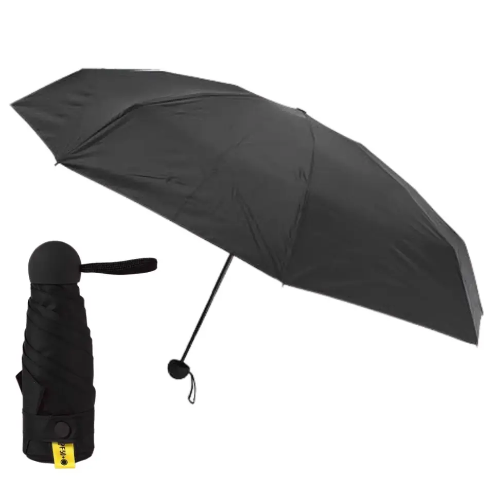 Paraguas Con Protección Solar Fps 50+ Negro Negro Liso