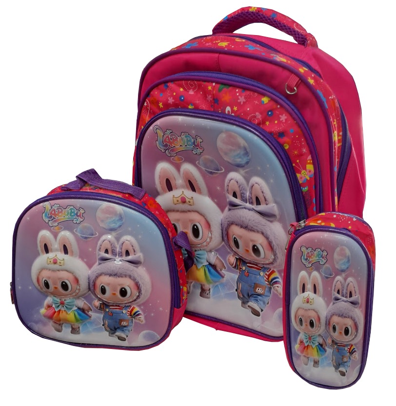 Set Mochila 3d + Lunchera + Cartuchera Labubu