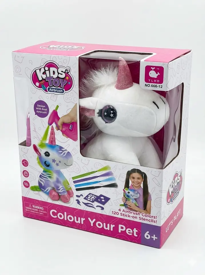 Peluche Unicornio con Aerógrafo Para Colorear