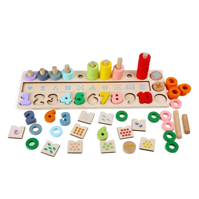 Juego Didáctico de Madera de Números y Encastre