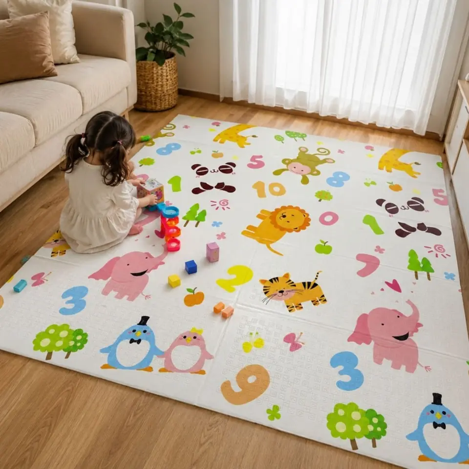 Alfombra acolchonada para bebé 150 x 180 x 0.6 cm reversible