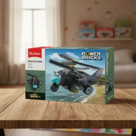 Set De Bloques Sluban Army Helicóptero Militar Con Pull Back