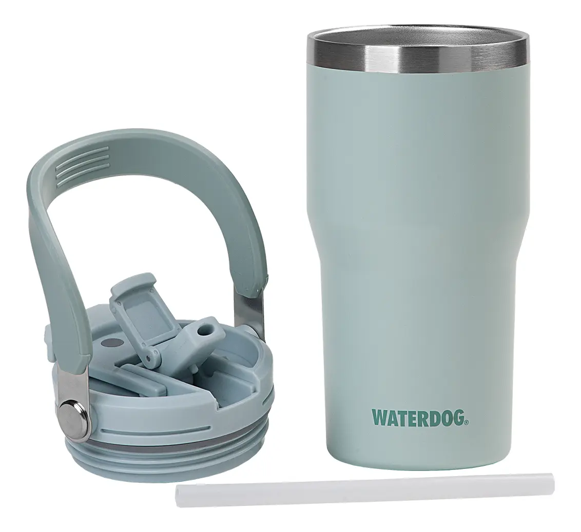 Vaso Térmico Waterdog Zumo 600ml Doble Pico Acero Y Manija Verde Salvia Lisa