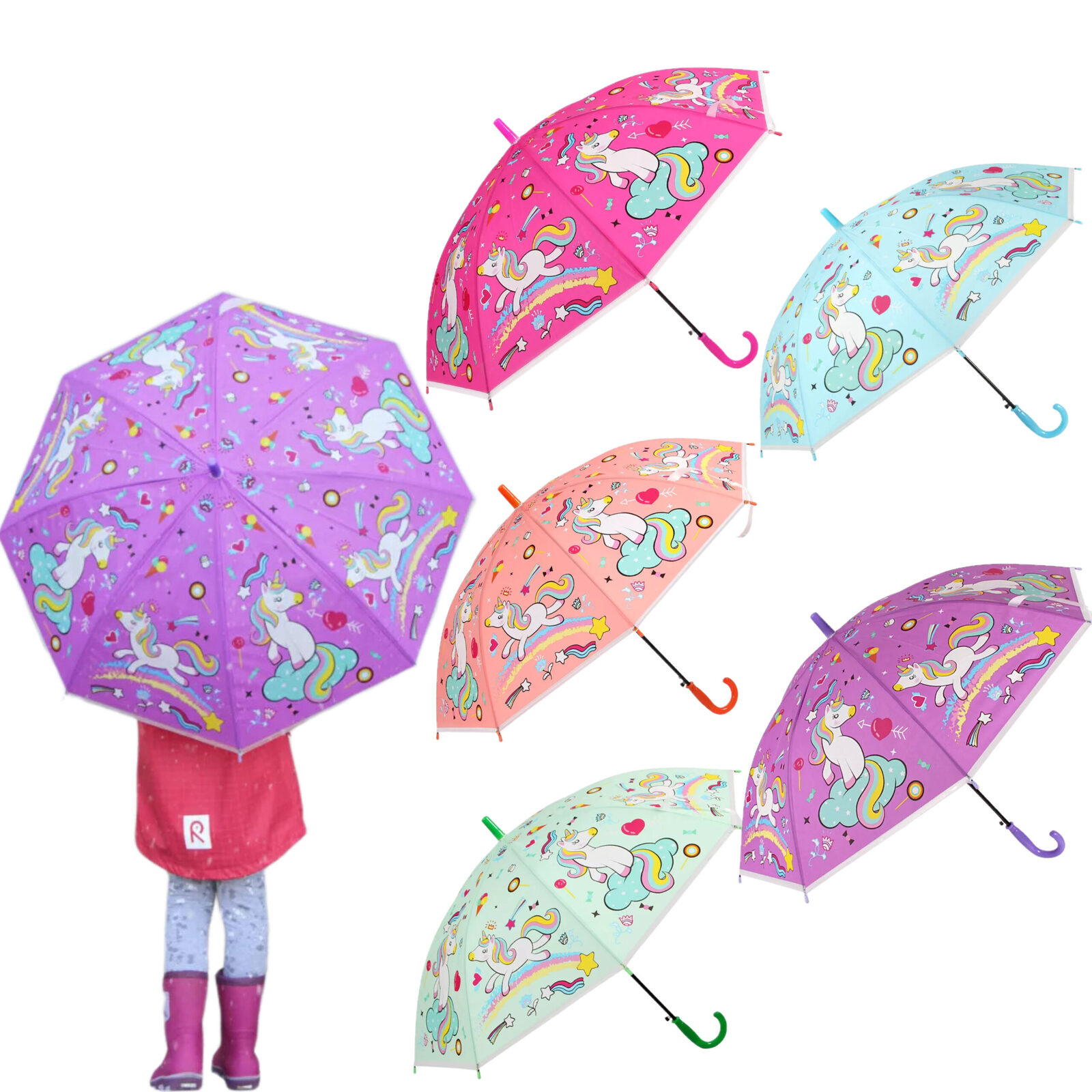 Paraguas Infantil Con Chifle Para Niños Diseños Para Lluvia 'Diseño De La Tela Unicornio