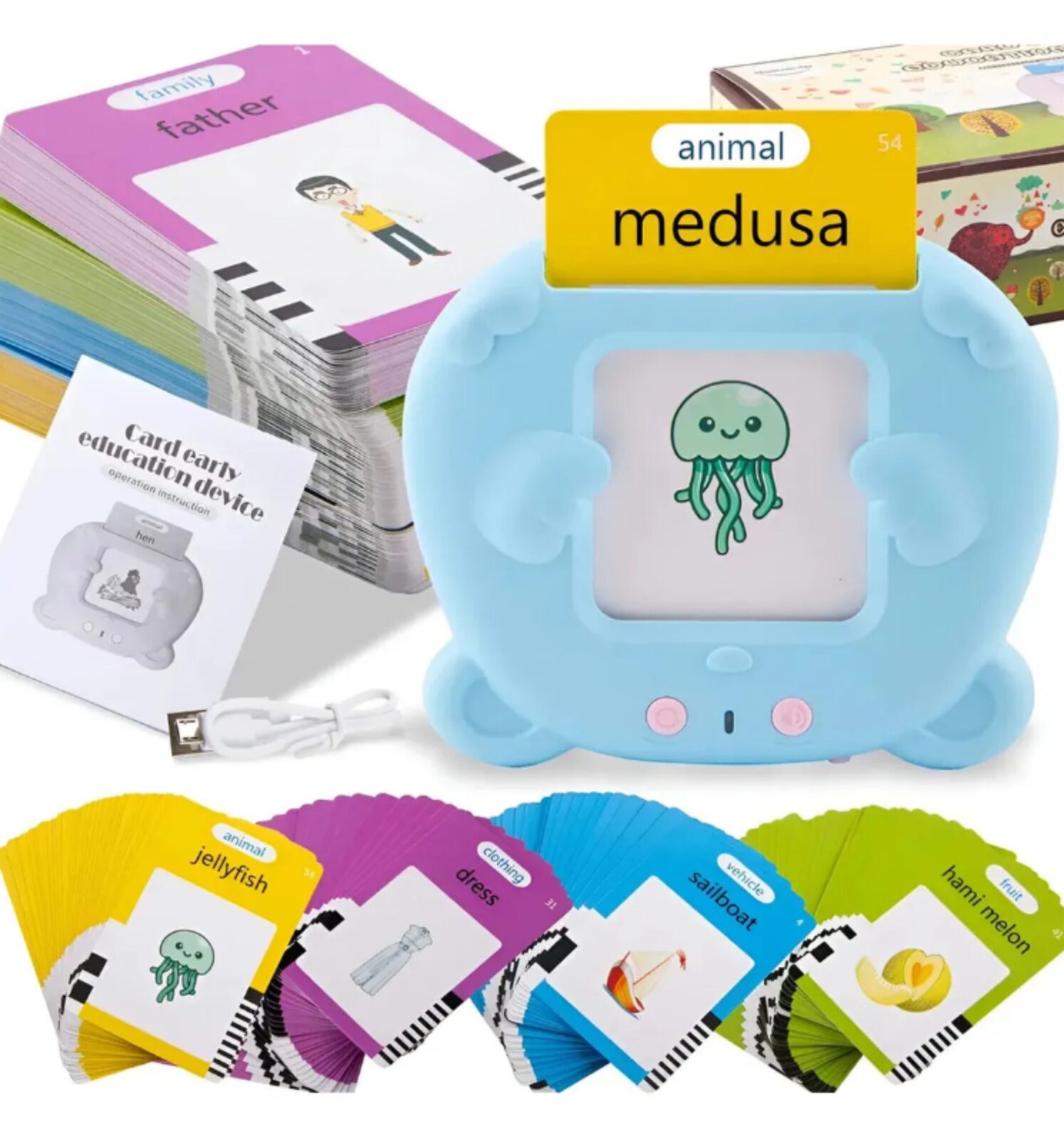 Lector de Tarjetas Flash Aprendizaje Educativo, Español e Inglés
