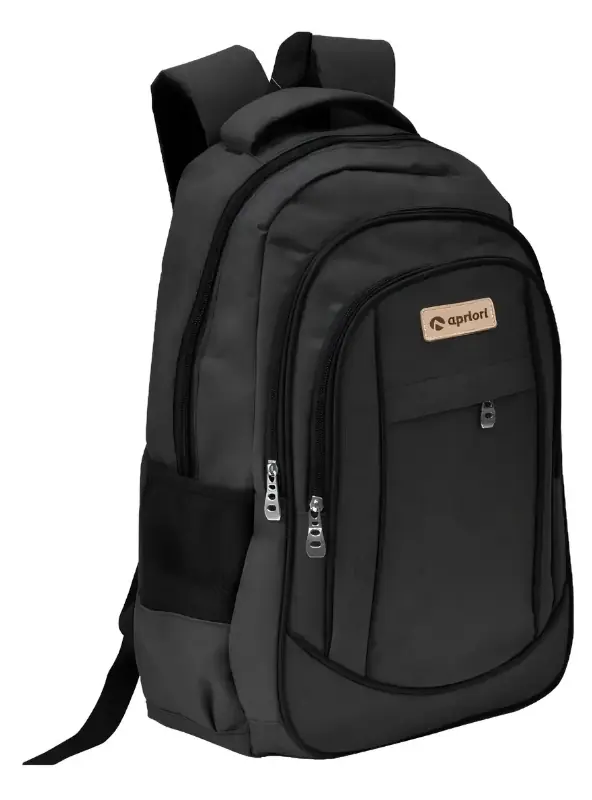 Mochila Negra Apriori 4 Cierres 2 Bolsillos Negro Liso
