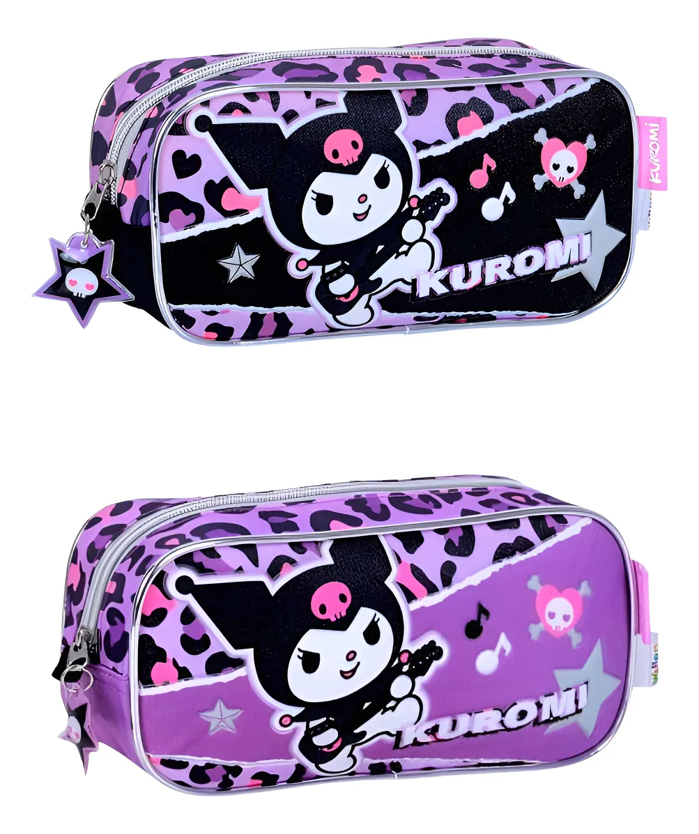 Cartuchera Simple Kuromi Rock Animal Print Kuromi Negra/lila Negra/lila