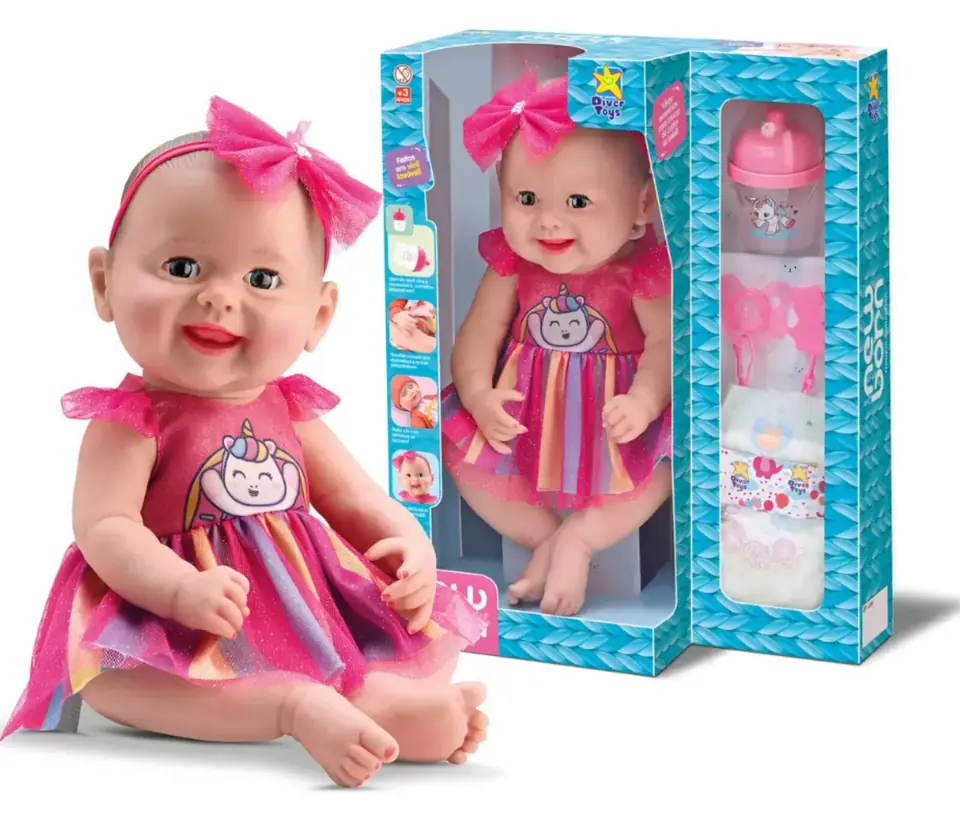 Muñeca Reborn Divertoys 36cm Articulada Accesorios Chupete