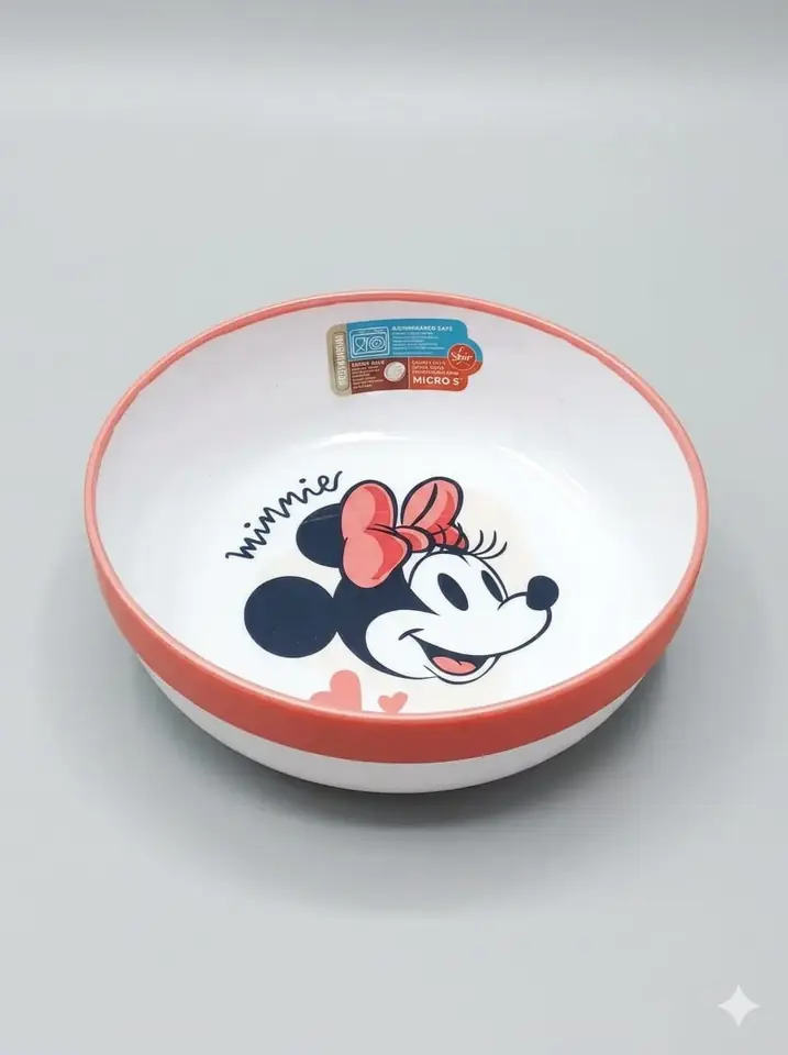 Plato Hondo Bowl Plástico Bicolor Microondas 15cm Minnierojo