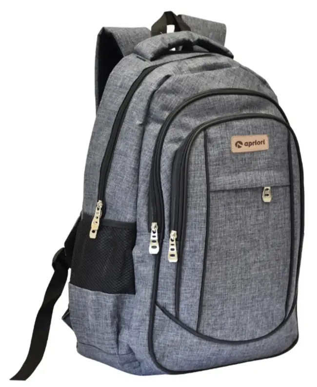 Mochila Apriori 4 Cierres Color Gris Gris Liso